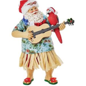Festive Santa Bird Figurine with Red Parrot